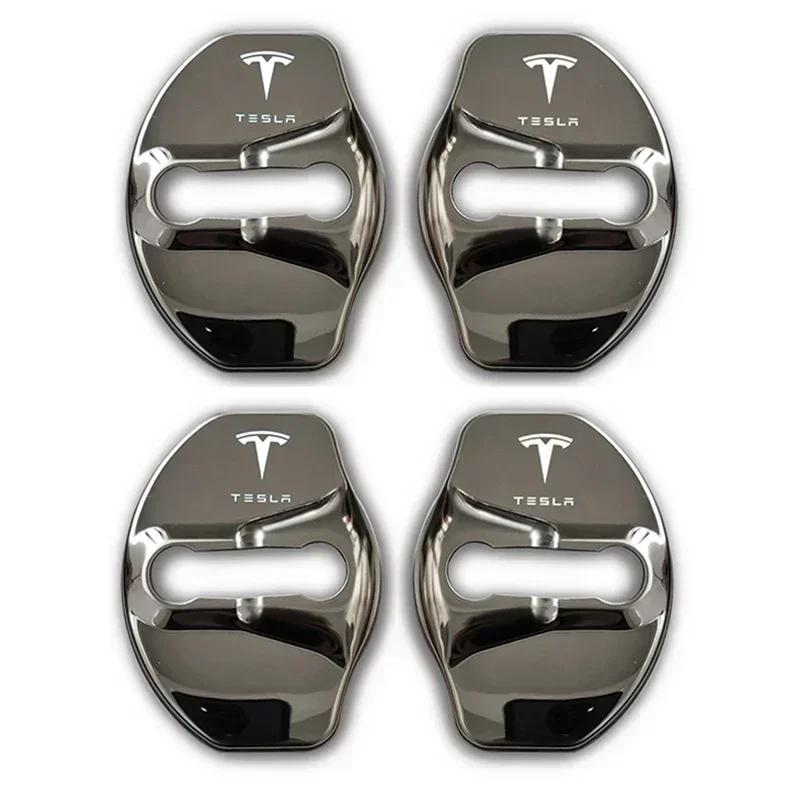 

Car Sticker 2025 New Tesla 4pcs/set 3D Car Door Lock Cover Emblem Sticker for Tesla 2017-2019 Model 3 2019 Model X Protector Bad