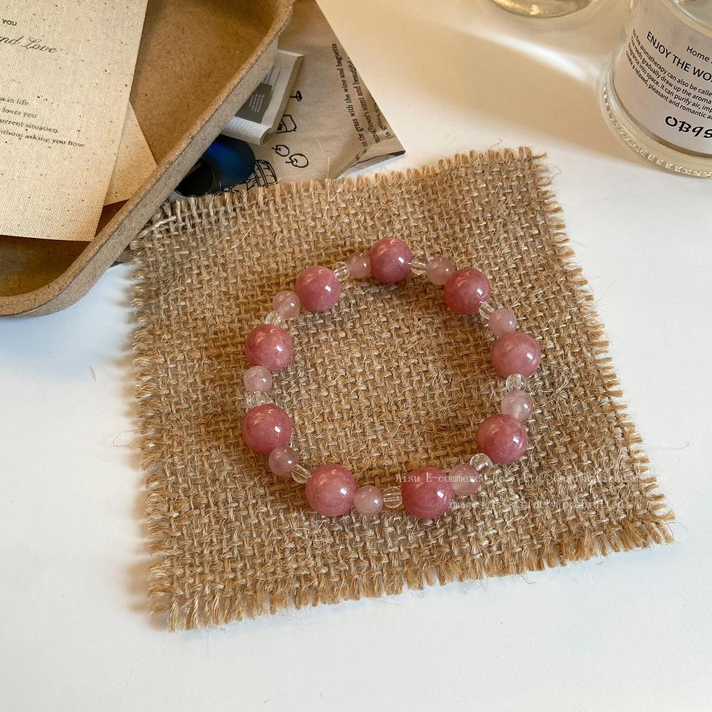 Women Tangli Strawberry Crystal Bracelet New Chinese Hand Strung Decor Wrist Ornament