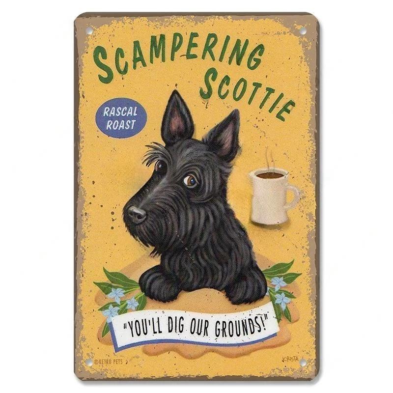 Pôster Vintage Cachorros Fofos de Estimação Placas de Metal de Estanho Dachshund Bulldog Placa de Metal Para Jardim Cafeteria Cozinha Decoração de Arte de Parede para Casa