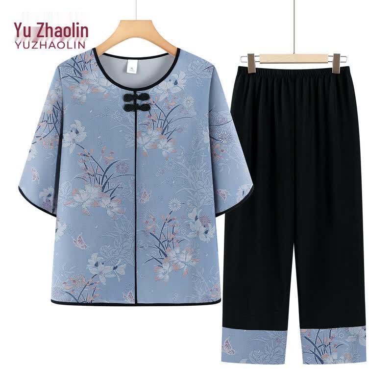 Yuzhaolin Women s Summer Short Sleeve Top & Pants Set 2XL