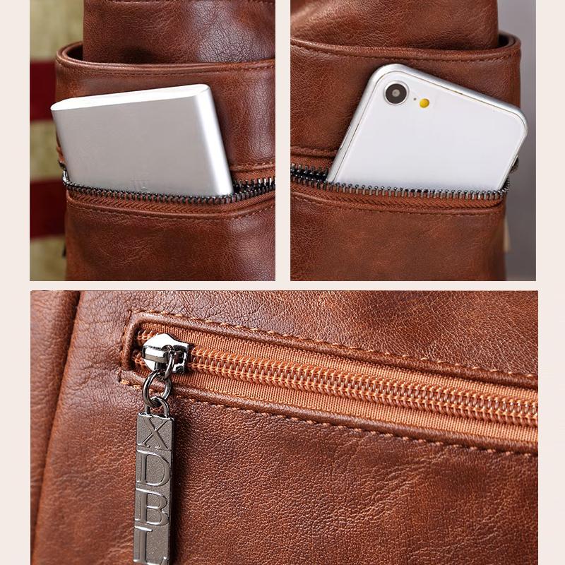 Fashion Retro Women's Leather Bag Soft Portable One-shoulder Messenger Tote Bag Large-capacity Women's Bag