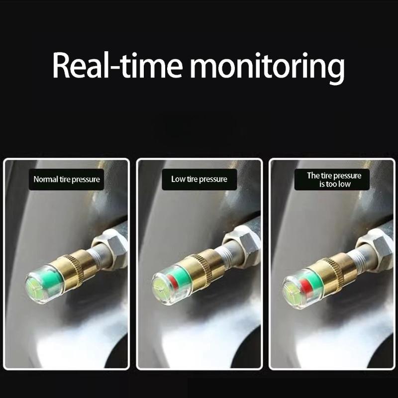 Visual Tire Pressure Indicator Cap for Quick Check with Green Yellow Red Warning Helps Avoid Blowouts Improve Safety on All Vehicles