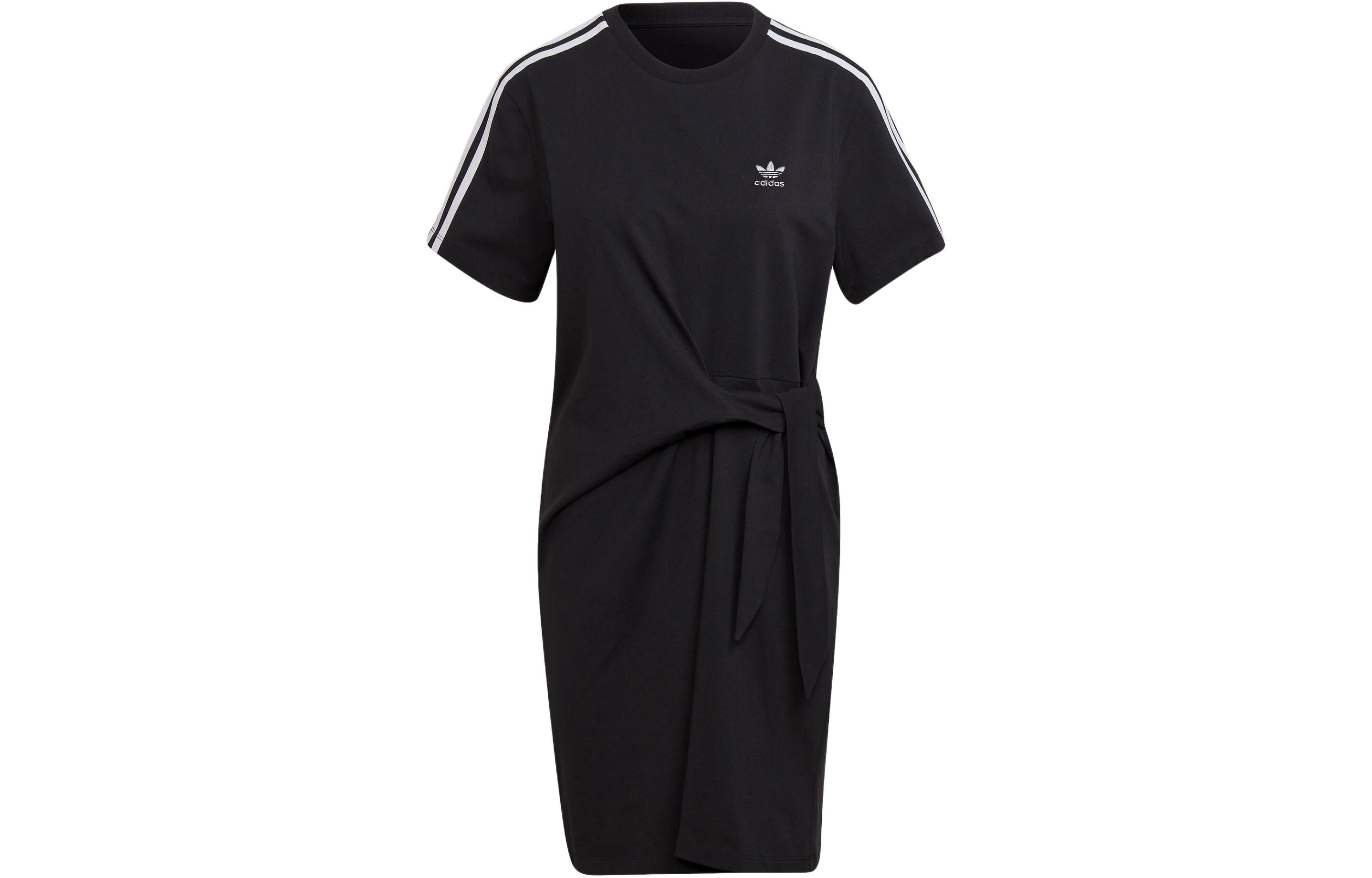 Adidas Short Sleeved Dresses Women s Black Crew Neck Moderate Mid Length HG6416 S
