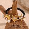 E.B.belle Waterproof Elegant Starfish Turtle Shell With Pearl Hair Band Stainless Steel Gold Plated Sea Animal Scrunchies