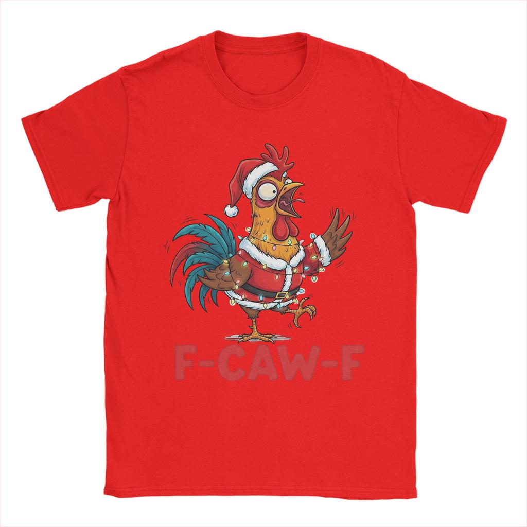 Lustige Weihnachten F-Caw-F Hühner T-Shirts Herren Rundhals Reine Baumwolle T-Shirts Kurzarm T-Shirts Übergrößen Tops