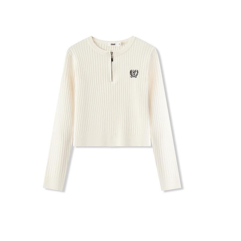 Semir Women's Embroidered Half-Zip Slim-Fit Sweater