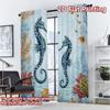 2D FLAT PRINTING 2pcs Curtains (Without Rod) Two Seahorses in Coral Chic Curtains&Window Treatment Versatile Polyester Fabric