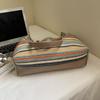 Seaside Holiday Beach Bag Women's Large Capacity Striped Straw Tote Bag