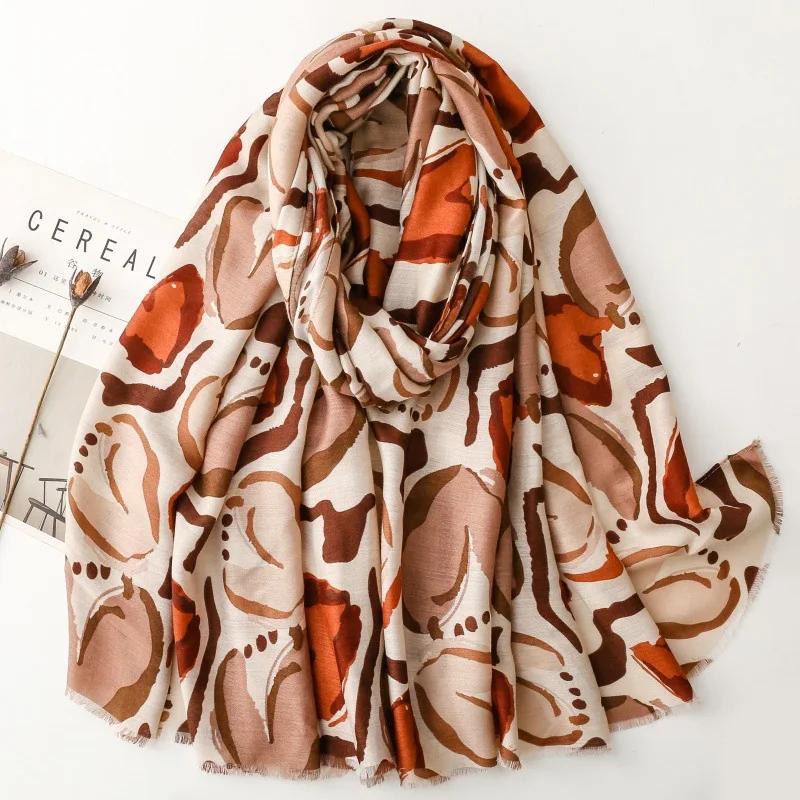 

Модный шарф-шаль с принтом в виде ракушек, с кисточками, пашмина, мусульманский хиджаб, обертывание, женские шарфы. 88x180cm