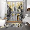 Paris Eiffel Tower Shower Curtain Set With Rugs Waterproof Curtain Bathing Screen Anti-Slip Toilet Lid Cover Rugs Bathroom Decor