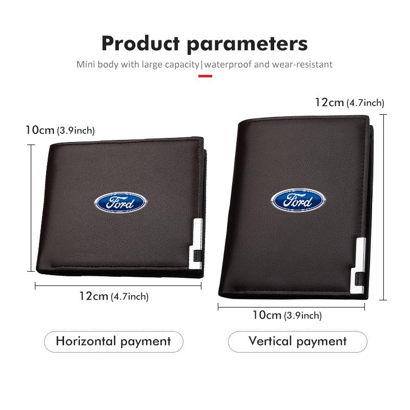 YYQO6 For Ford Car Logo Men Short Foldable Credit Card Holder Leather Money Wallet Accessories Focus mk2 mk3 mk4 Fiesta Ranger