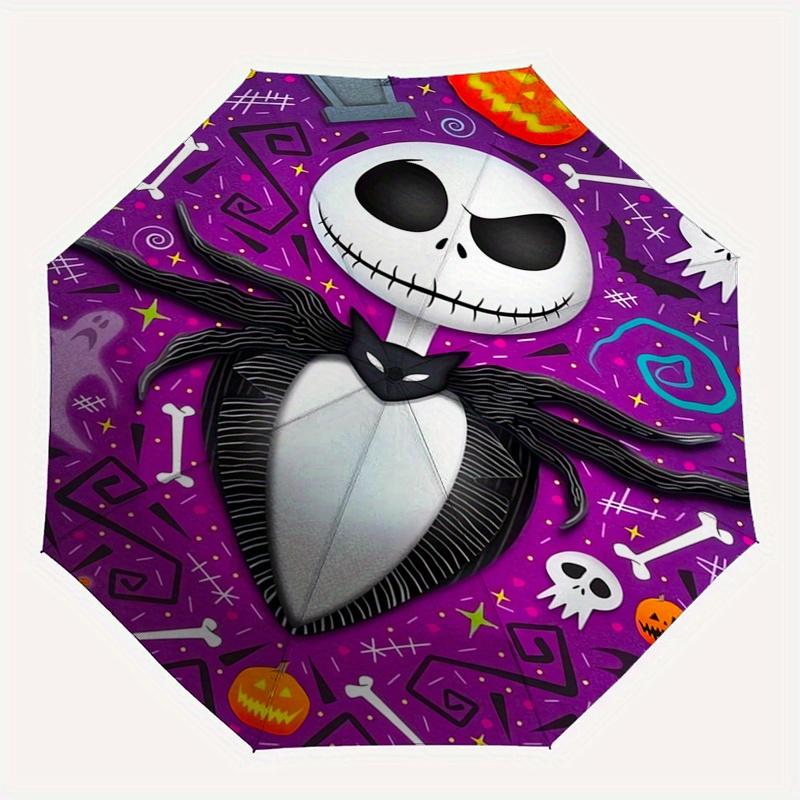 Jack Skellington, Halloween Automatisches Öffnungs- und Schließschirm - 8-Speichen FaltDesign, Leicht und Tragbar, Geeignet für Täglichen Busin