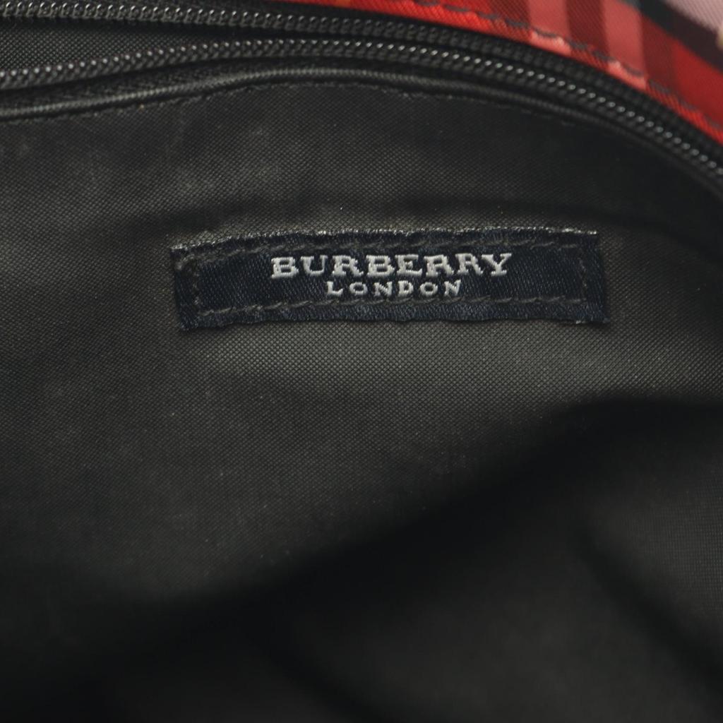 Used BURBERRY Nova Check Handbag canvas leather Red Brown Multicolor Used Women
