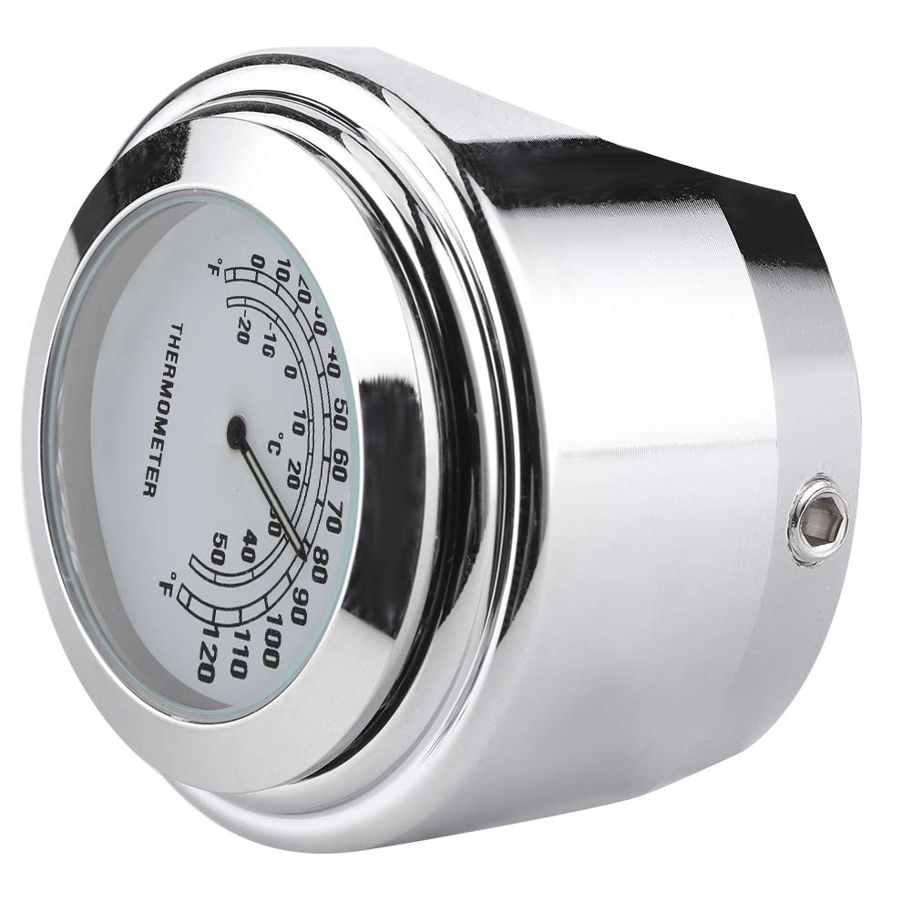 Motorcycle Thermometer, 1in 7/8in Handlebar Mount Thermometer ‑20℃ ‑ 50℃ Measuring Dial Weatherproof for Motorcycle(White)