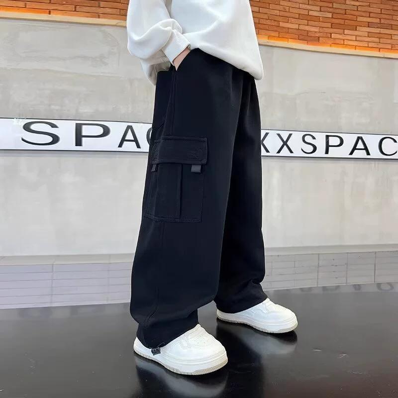 Spring Sweatpants Boys Casual Pants Autumn New Fashion Trousers Kids Loose Solid Work Trousers Children's Clothing 5-14 Years