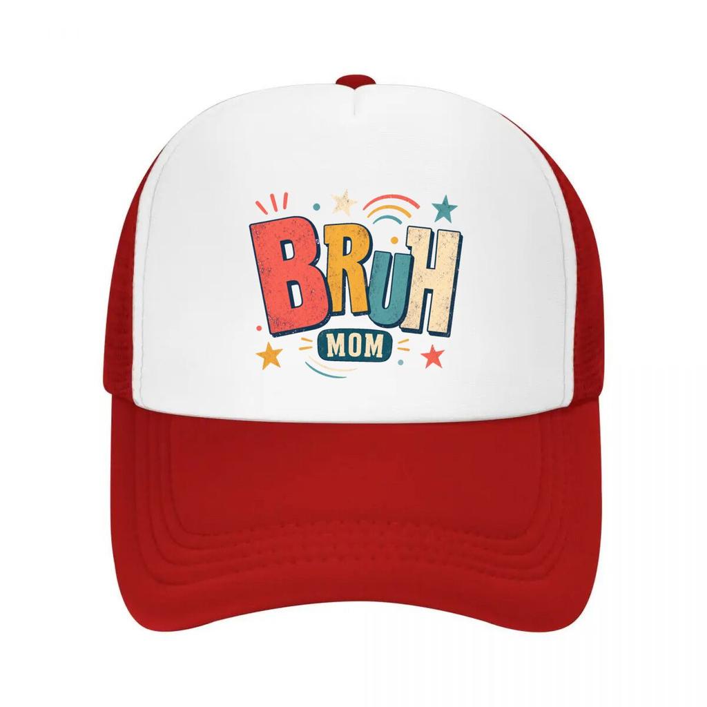 Retro Bruh Mom Sunset Wordmark Mesh Baseball Cap Casual Hat Outdoor  For Womens Unisex FeUnisex
