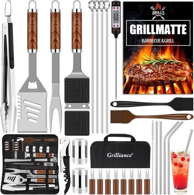 30-teiliges Grillwerkzeug-Set aus Edelstahl, Schwerlast-BBQ-Zubehör-Set, Tragbare Grillutensilien für Outdoor-Camping