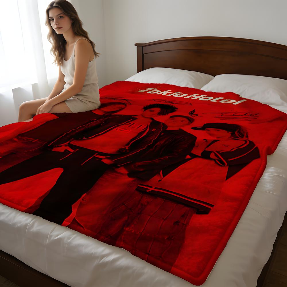 Throw High-Density Short Plush Blanket For Sofa Nap Air-Conditioned Room Soft Skin-Friendly Metal Rock Band Tokio El