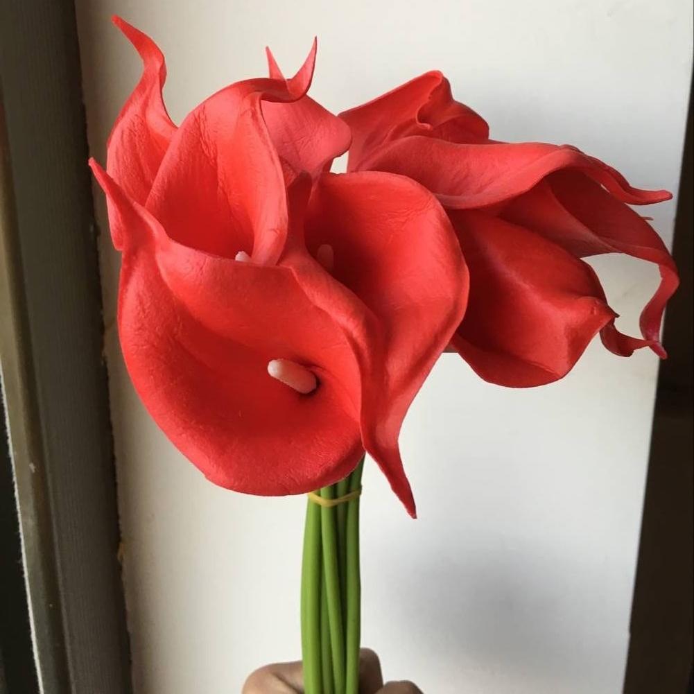 5PCS White PU Fake Flower Artificial Calla Lily for Home Decor Wedding Bridal Bouquet Home Table Flower Bouquet Decor 36CM