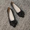 Fashion Bow-Knot Shoes Woman 2024 Shallow Mouth Casual Female Sneakers Flats Pointed Toe Butterfly New Wedding Dress Fabric Rubber