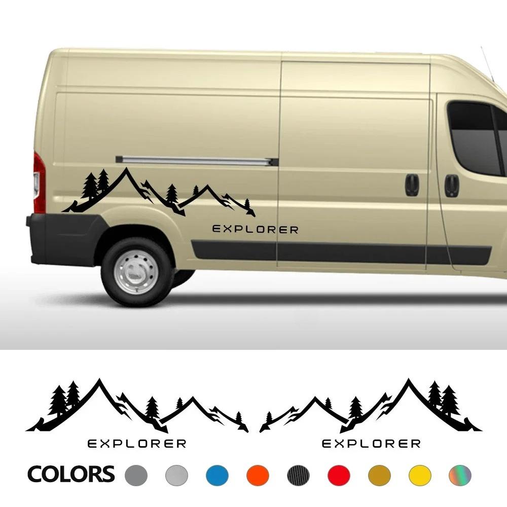 2Pcs Car Stickers For Peugeot Boxer Citroen Jumper Fiat Ducato Mountain Graphics Camper Van Decals Motorhome Auto Accessories