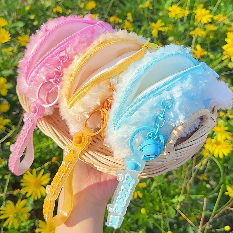 Plush Sheep Vibrant Coin Purse Keychain Charming Accessory For Earbuds And Keys