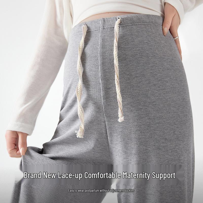 

Petite Maternity Cool Cotton Wide-Leg Pants: Drawstring, Drapey, Floor-Length for Spring/Summer, Suitable Postpartum L розовый
