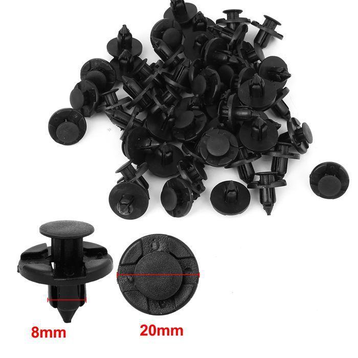 Sourcingmap 50 X 8Mm Hole Plastic Rivets Fastener Push Clips Black For Car Auto Fender