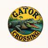 Metal Alligator Crossing Sign Wall Art Outdoor Indoor Decor Weather Resistant Holiday Gift