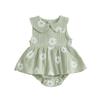 Infant Baby Girl Romper Dress Summer Doll Collar Sleeveless Daisy Flower Print Jumpsuit
