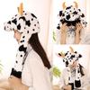Warm Hat with Jumping Ears Party Stuffed Cow Ox Horn Toy Fleece Cap for Kids