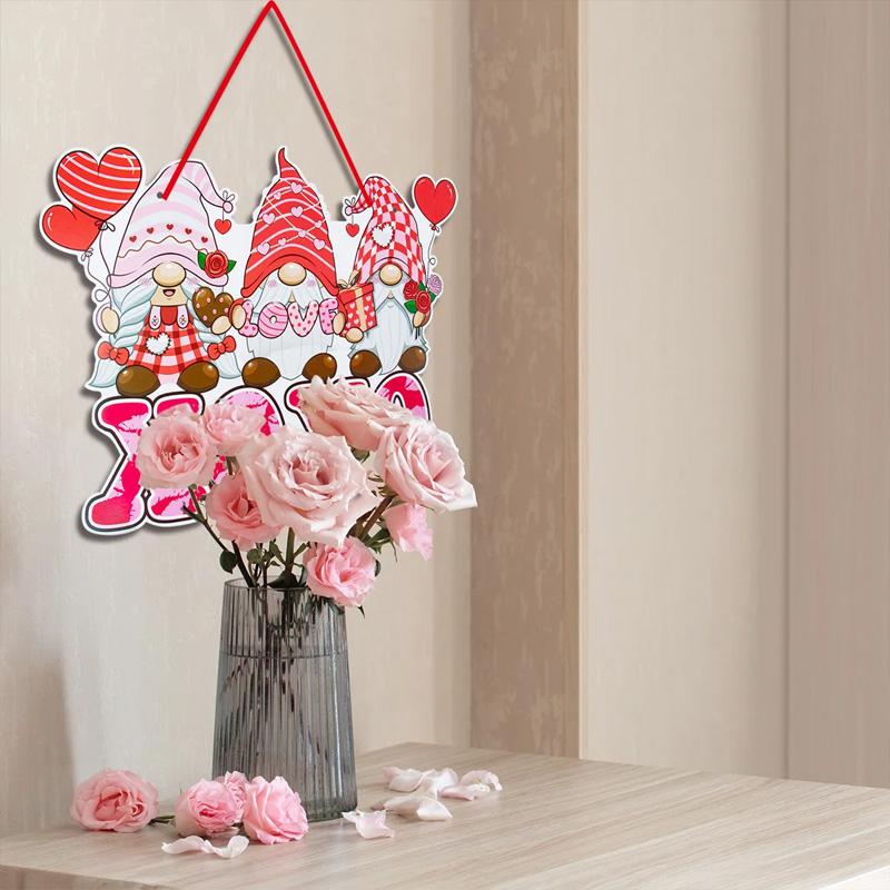 New Valentine's Day Door Hanger Banner Garland Heart Love Faceless Doll Pendants Window Ceiling Hanging Wedding Party Home Decor