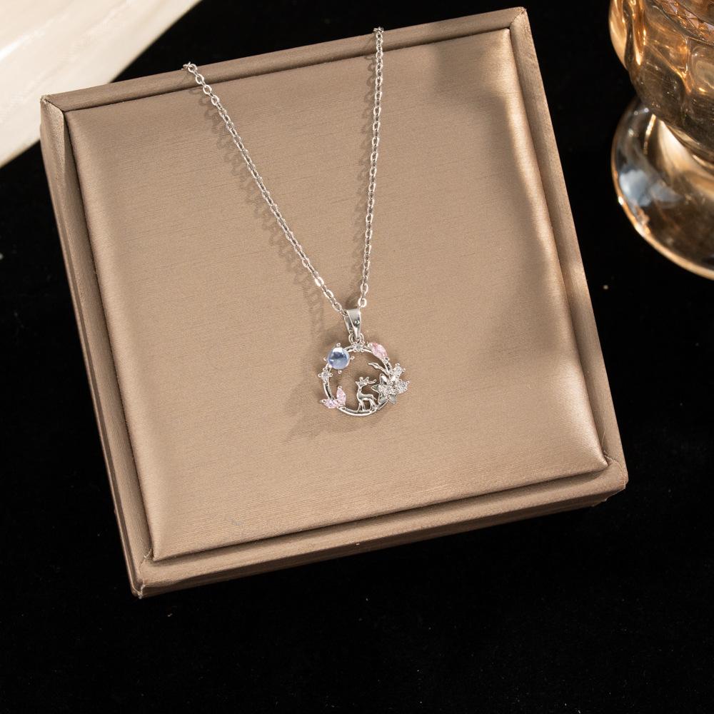 Light Luxury Zircon Full Diamond Choker Necklace Titanium Steel Versatile Minimalist Accessories for Women