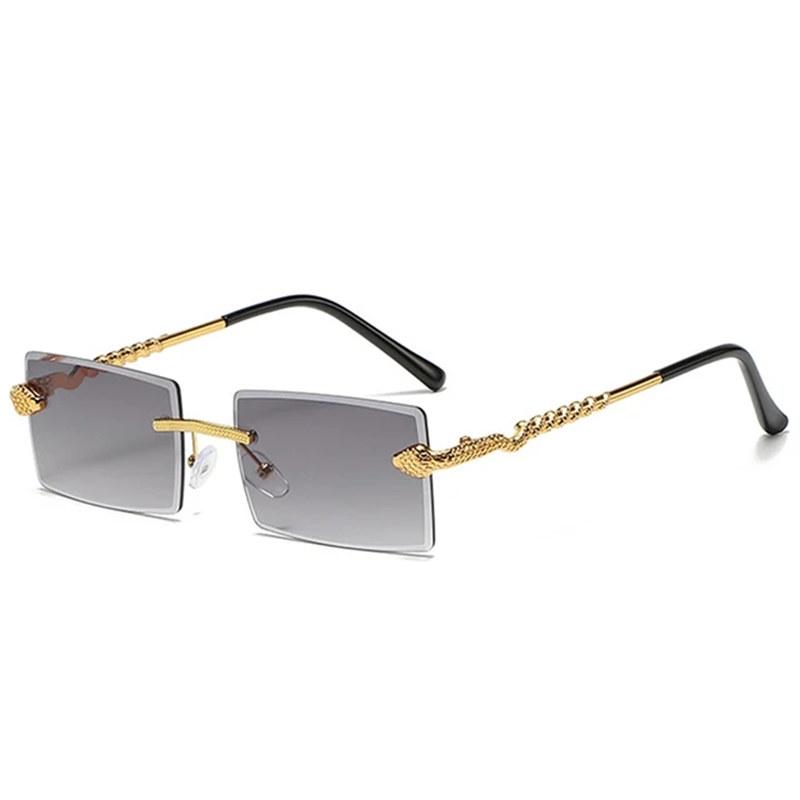 Rimless Rectangular Sunglasses Men Fashion Vintage Twisted Snake Leg Gradient Shades Women Luxury Brand Design Eyewear
