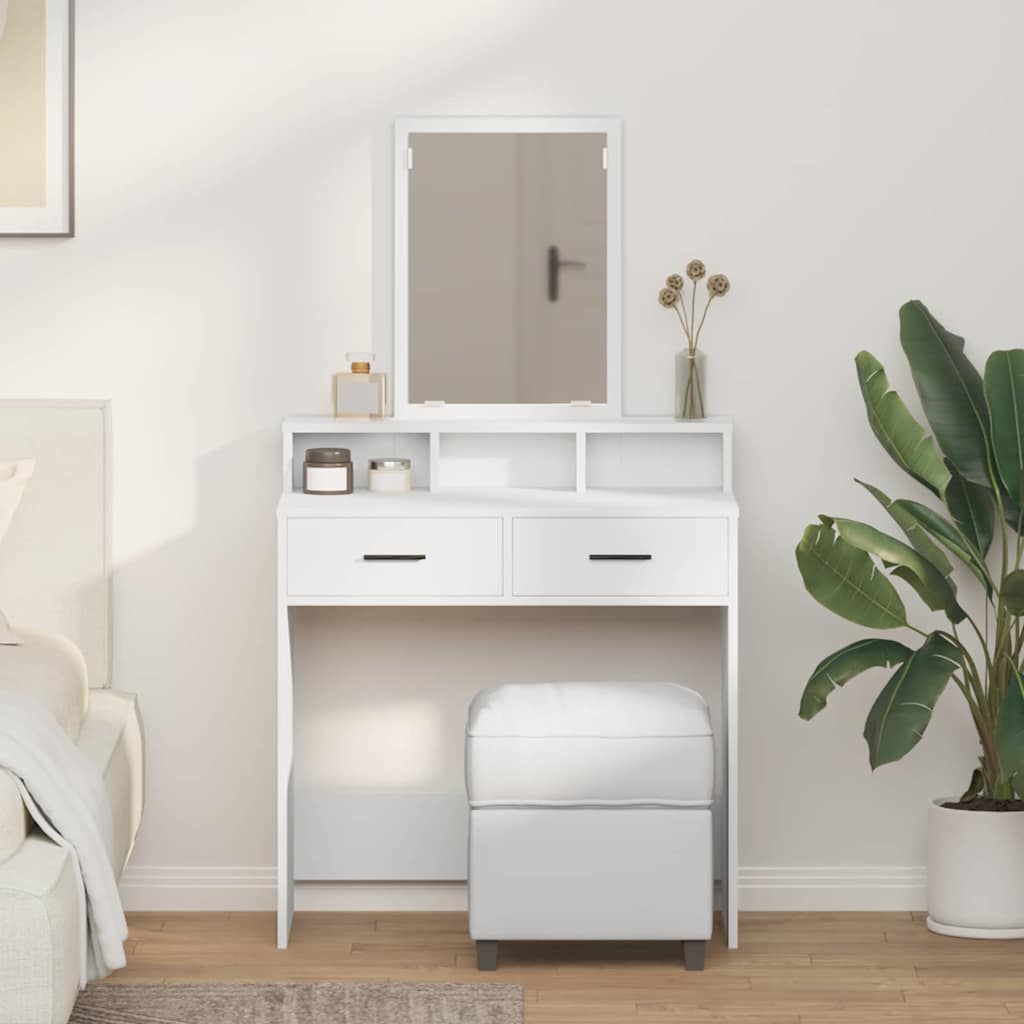 Makeup Table with Drawers White 79 x 41 x 140 cm Engineered Wood