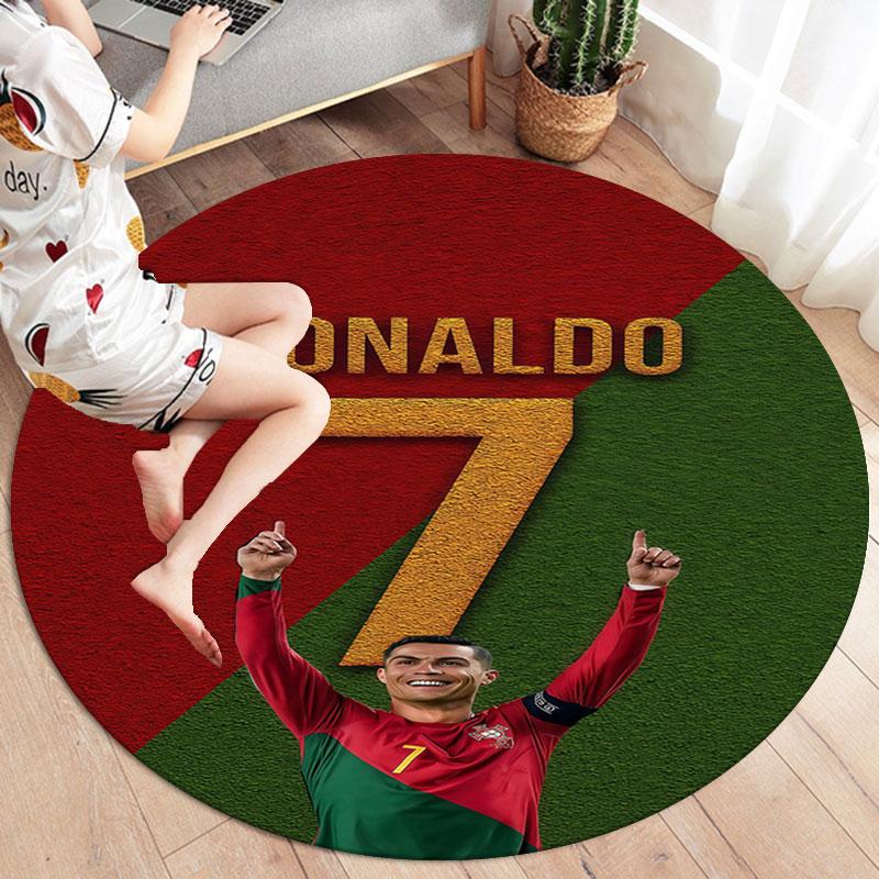 CR7 Round Area Rug,Carpet Rug for Living Room Bedroom Sofa Playroom Decor,Non-slip Floor Mat