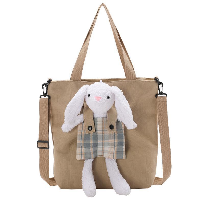 Broken color clearance canvas bag female Japanese cartoon rabbit female large bag student class bag large capacity tote bag