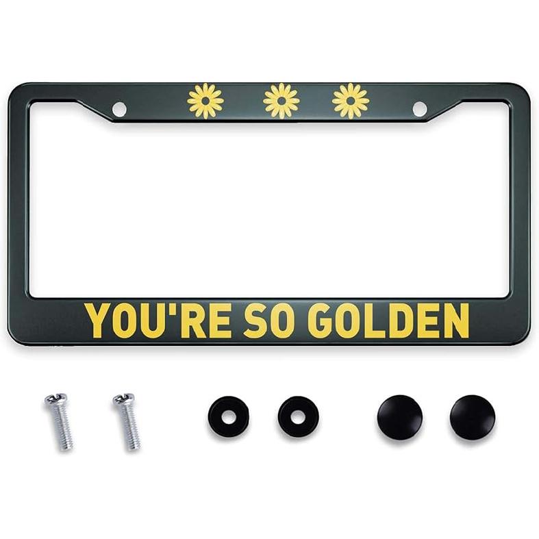 Smooffly Dogs Make Me Happy People Not So Much Funny Letter Black White License Plate Frame Car Tag Frame License Plate Holder Car Plate Frame Auto You re So Golden