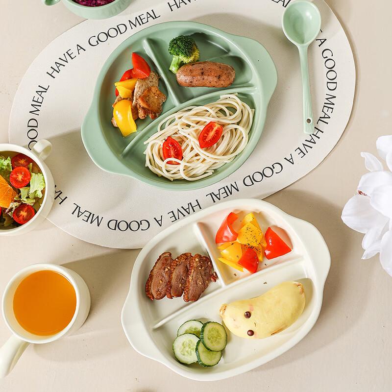 Nordic Ceramic Divided Dinner Plates with Handles (2-Pack)