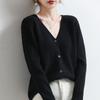 Women's V Neck Ribbed Knit Cardigan Thin Single Breasted Loose Slim Long Sleeve Knitwear Coat for Spring Autumn