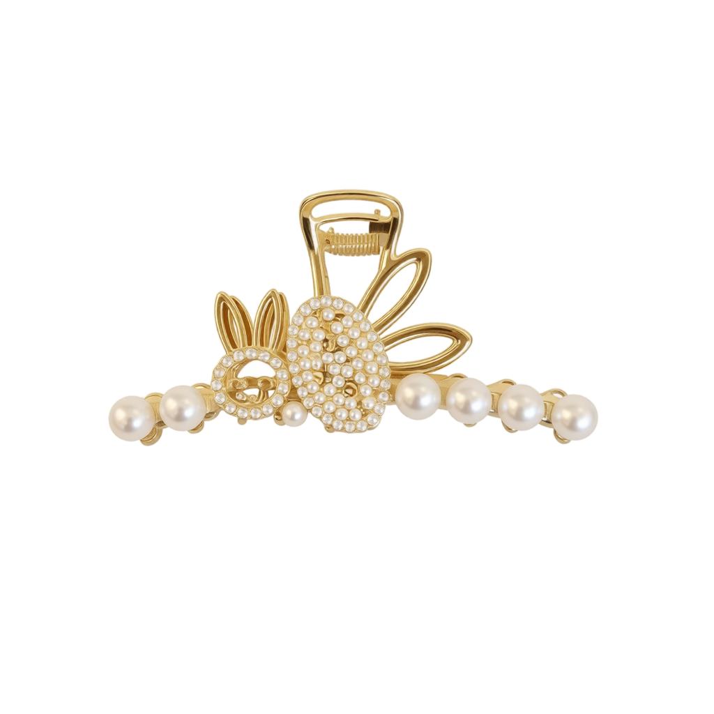 Large Hair Clip Metal Hair Claw with Decorative Round Embellishments Durable Hair Accessory for Secure Updos and Styling