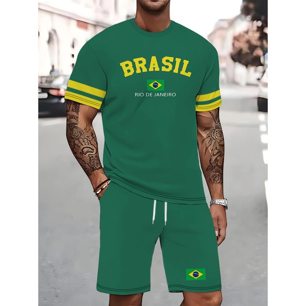 Men's Casual Fashion Simple Short-sleeved Shorts Set Comfortable Loose Sports Suit Versatile Unisex Sports Clothing