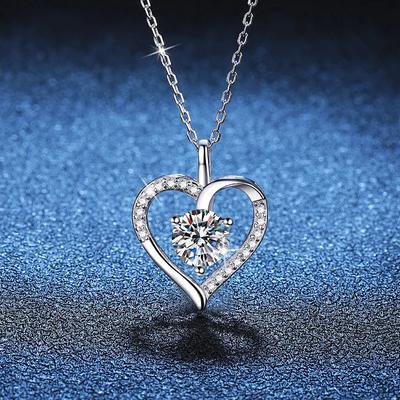 Heart Necklace 100% 925 Sterling SilverColor  Pendant Necklace For Women Sparkling Wedding Party Fine Jewelry 2025