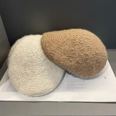 Grain Velvet Forward Hat for Women In Autumn and Winter Large Head Circumference  Small Face  Literary and Versatile Reverse Beret Hat Trend