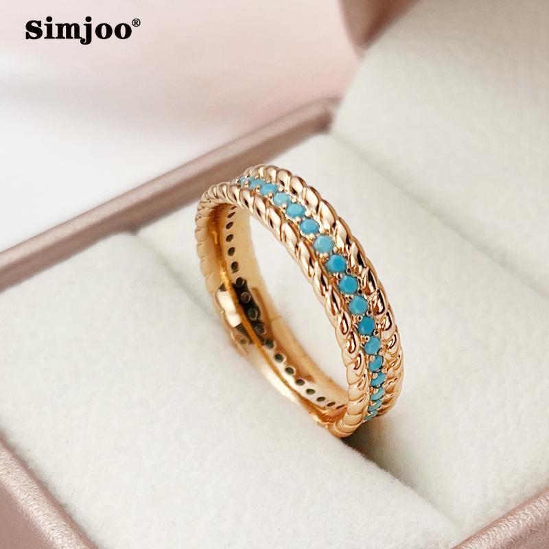 

SIMJOO Fashion Design индивидуальное с сапфировым кольцом цвета розового золота для женщин