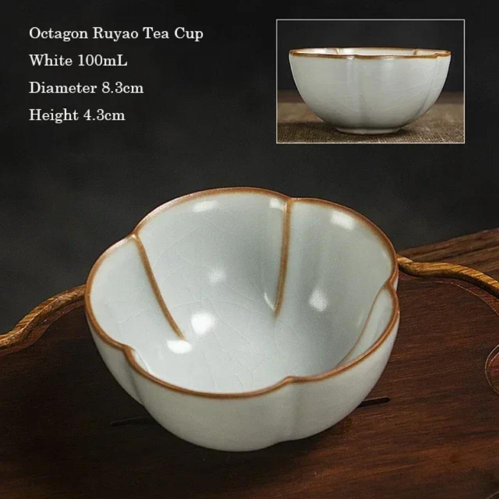 Ru Kiln Kung Fu Tea Cup, Master Cup, Single Cup, Gracked Glaze Cups, Ru-Porcelain Tea Bowl, Ceramic Large 100ml