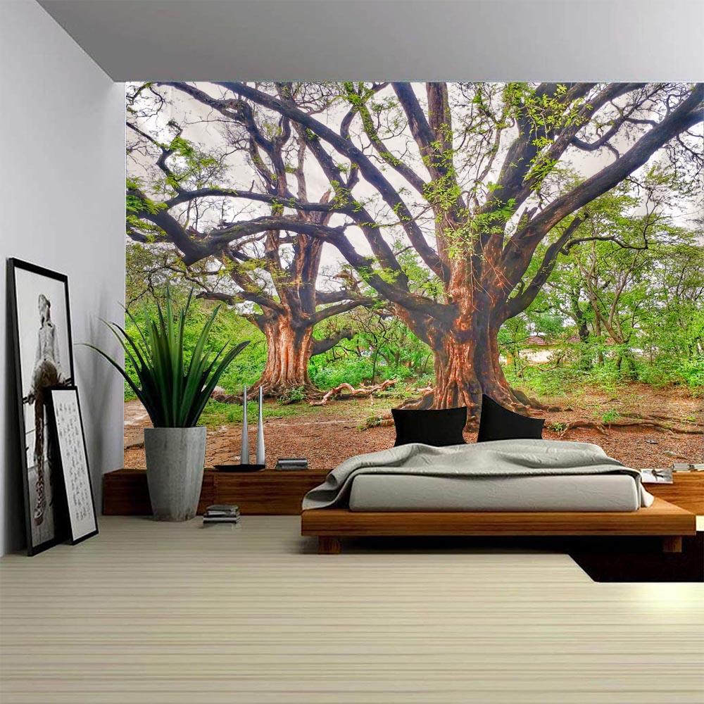 Beautiful Ancient Tree Tapestry, Jungle Landscape, Wall Hanging Cloth, Home Wall Art Decoration, Living Room Background Cloth