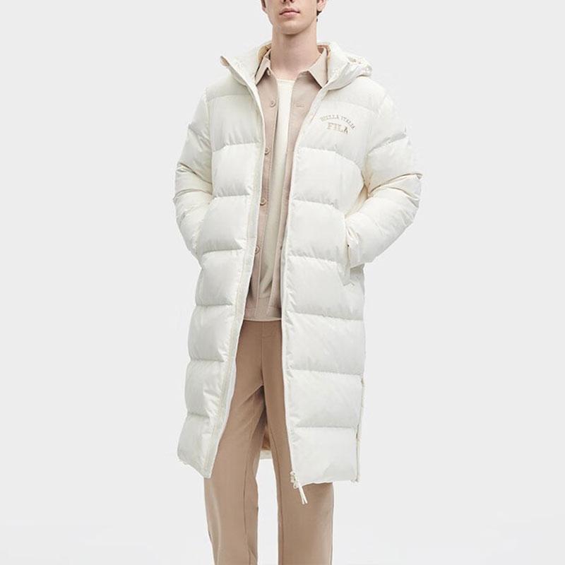 Fila Letter Print Hooded Long Pants Down Jacket Unisex Outerwear Milk-White F51U349902F-IV