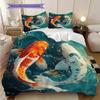 Koi Fish Pattern Bedding Quilt Set Quilt Cover Pillowcase Home Decoration Birthday Gift (1 * duvet cover + 2 * pillowcase, without core)