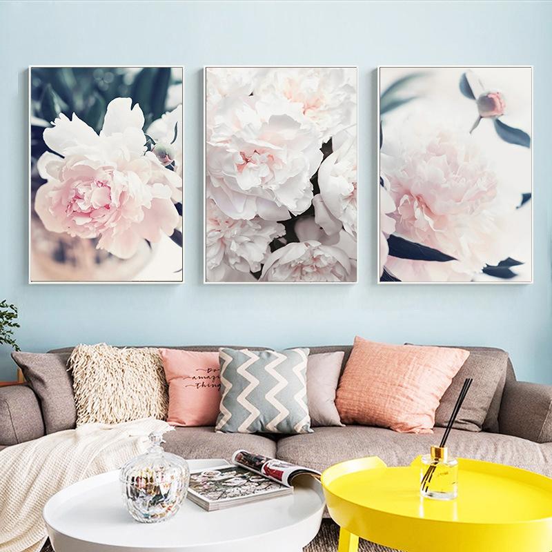 Flower Canvas Picture Wall Decoration Nordic Floral Prints Pink Rose Paintings for Home Design Modern Decoration for Home No Frame